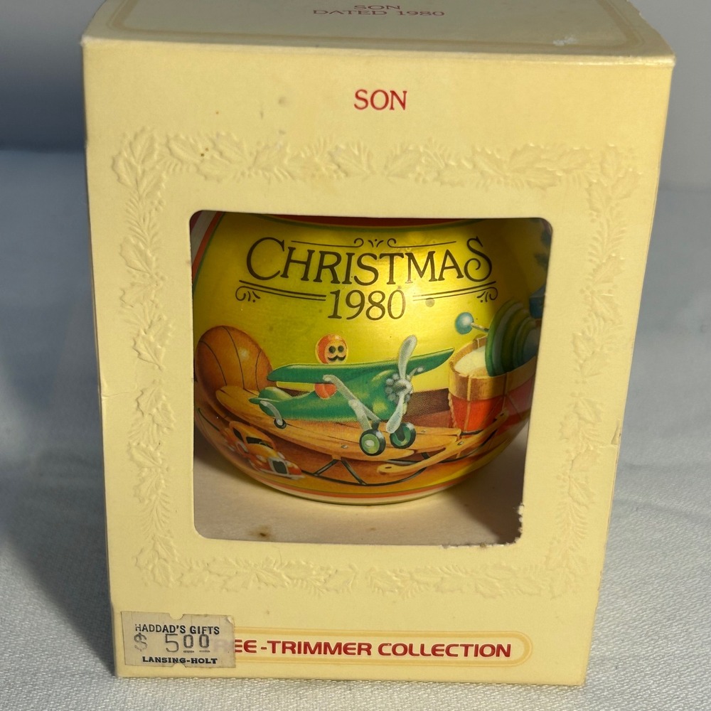 Hallmark Glass Ornament Son 1980 Tree‎ Trimmer Collection Christmas vintage